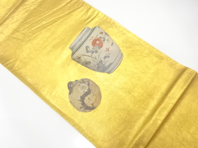 JAPANESE KIMONO / ANTIQUE FUKURO OBI / SILK / WOVEN FLOWER VASE